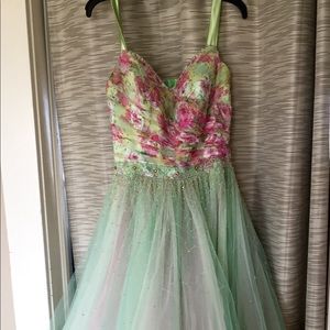 Floral Green and Pink Dress